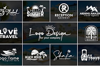 do modern travel, tour agency, resort, and beach logo design