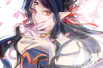 draw custom anime portrait, half body and couple art