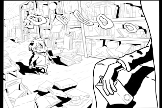 ilustraciones a tinta y digitales y diseño de personajes y