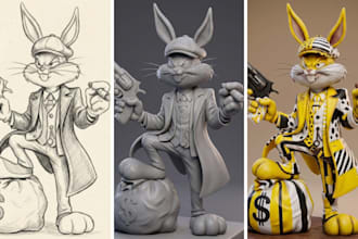 convert 2d to 3d toy model 3d character model picture to 3d model stl printing