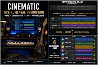 compose add ambient atmospheric sounds and guitar solo to your existing track