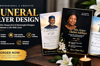 design invitation, obituary, poster, funeral, church flyer