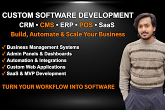 make custom crm cms erp pos saas business automation systems software developer