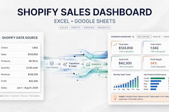 build an excel or google sheets dashboard for your shopify store