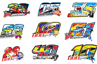 design professional racing numbers nascar, drag and mx in 24 hours