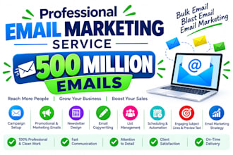 l send 500,000 million bulk email blast, email campaign and email marketing