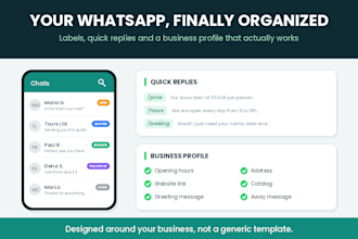 set up your whatsapp business with labels, catalog and quick replies
