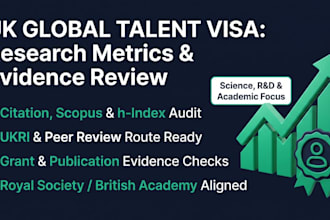 review your research metrics and evidence for UK global talent visa endorsement