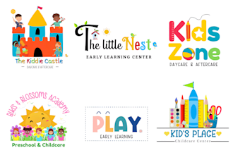 create colorful kids, daycare, school, or preschool logo
