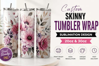 3d tumbler wrap design 20oz, 30oz sublimation drinkware wraps