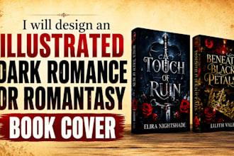 design an illustrated dark romance or romantasy book cover