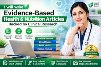 write medical, nutrition, articles, and blog posts