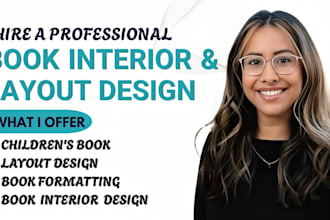 design your book interior layout and format for print, ebook and children book