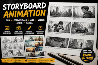 create storyboard animation for film, commercials, ads, videos, anime, manga