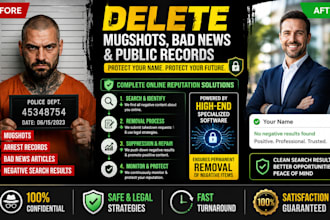delete mugshots public arrest records, bad news articles, do online reputation