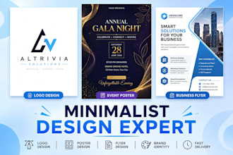 design clean and minimalist logo, posters, and flyers