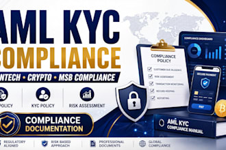 prepare aml kyc compliance documents and fintech compliance policies