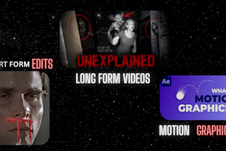 do any long form, short form videos ads motion graphics and any type of edits