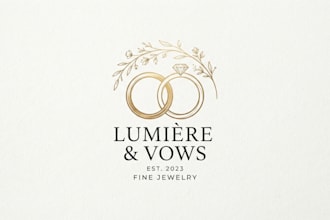 design an elegant wedding rings logo for your brand