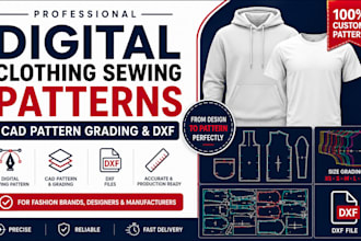 create digital clothing sewing patterns cad grading and dxf