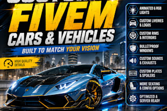 create a custom fivem car, vehicle, and gta 5 car mod