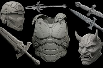 sculpt custom 3d cosplay sword model 3d mask helmet cosplay armor creation stl