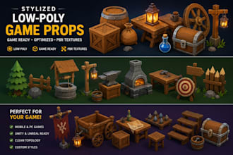 create stylized low poly game props and assets