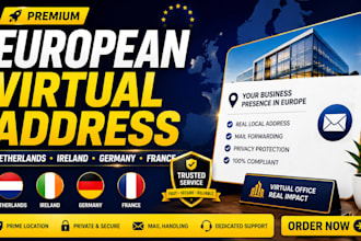 provide netherland, ireland, germany, france virtual business address