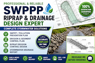 design swppp, riprap erosion control and stormwater drainage report