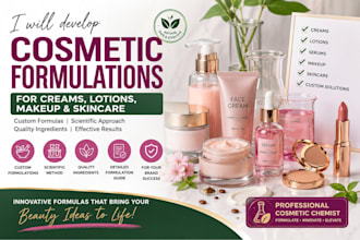 develop cosmetic formulations for creams, lotions, makeup and skincare