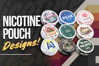 design nicotine pouch packaging, labels and 3d mockups