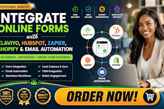 integrate online forms with  klaviyo hubspot zapier shopify email automation