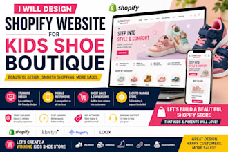 design shopify website for kids shoe boutique