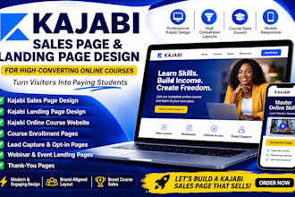 design kajabi sales page, kajabi landing page website for kajabi online course