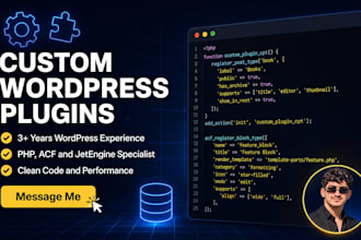 develop a custom wordpress plugin with php, acf or jetengine