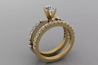 precise3d jewelry design,emerald diamond ring, modern pearl necklace,couple band