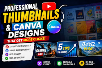 create youtube thumbnails and professional canva designs that help
