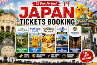 secure ghibli museum, pokepark kanto, pokemon cafe, warner bros tickets for you