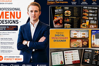 design a restaurant menu, food menu, and digital menu board