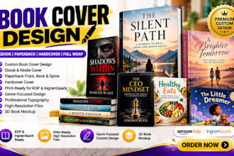 do book cover design, ebook cover design, spine, kdp book cover, fix book design