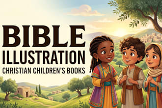 create bible illustrations for christian children books and faith stories