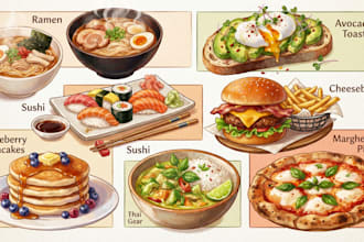 create illustration food and drink in style