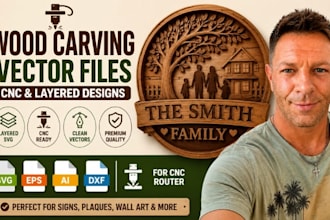 convert wood carving svg cnc router svg layered wood svg family sign vector file