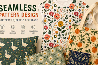 seamless pattern design, textile print, fabric pattern, surface design, crochet