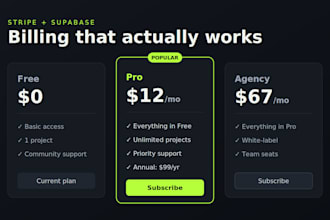 set up stripe subscriptions and billing in your supabase app