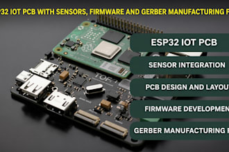 design esp32 iot pcb with sensors, firmware and gerber manufacturing files