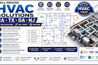 provide hvac solutions ca tx ga nj, load calculations, duct layouts, ventilation