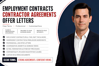 draft employment, contractor agreements and offer letters with clear terms