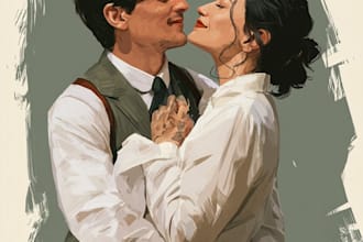 draw couple portrait illustration
