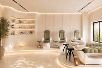 do 3d interior design, decoration and realistic rendering for spa resort office